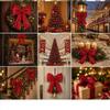 Hanging Christmas Sequin Bow Retro Exquisite Christmas Tree Ornament Sparkling Wreath Garland Bow Merry Christmas