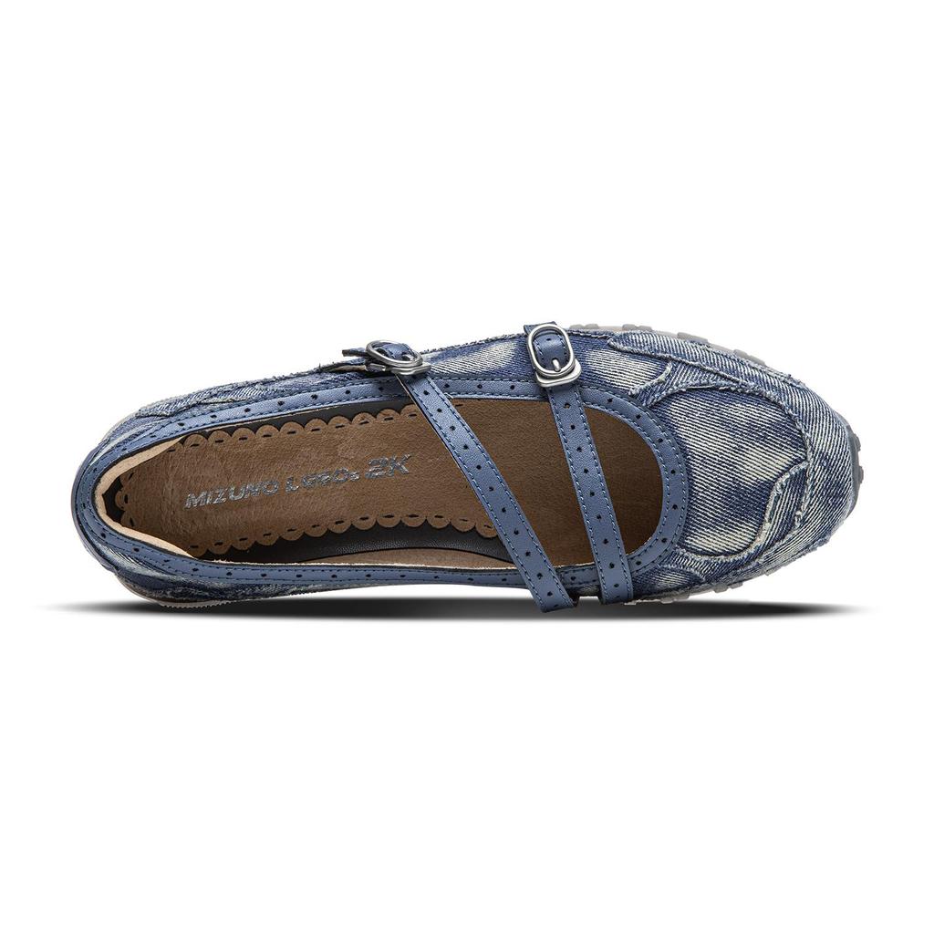 Mizuno LG 60S Low Top Ballet Mary Jane Shoes Retro Comfortable Versatile Lifestyle Casual Shoes Women Shoes Denim-Blue D1GH253001