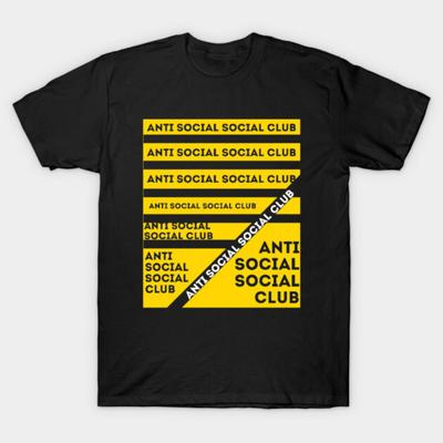 T-shirt en coton Anti Social Social Club pour homme et femme  Jaune Vif Logo Répété T-shirt Graphique Pour