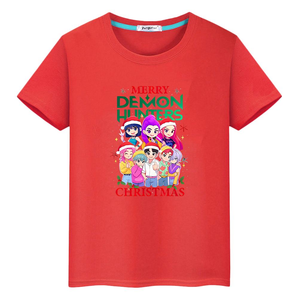 Kpop Demon Hunters Saja Boys Print T Shirt for Kids Boy 10year 100%Cotton Anime Short Christma Tees Cute Tops Y2k Girls Clothes