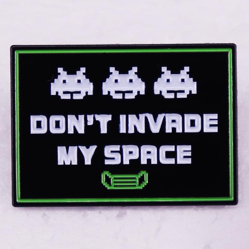 Space Invaders  Do Not Invade  Brooch Badge