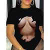 Summer Round Neck 3D Sexy Print Top Fashionable Casual Short Sleeved Women's T-shirts
