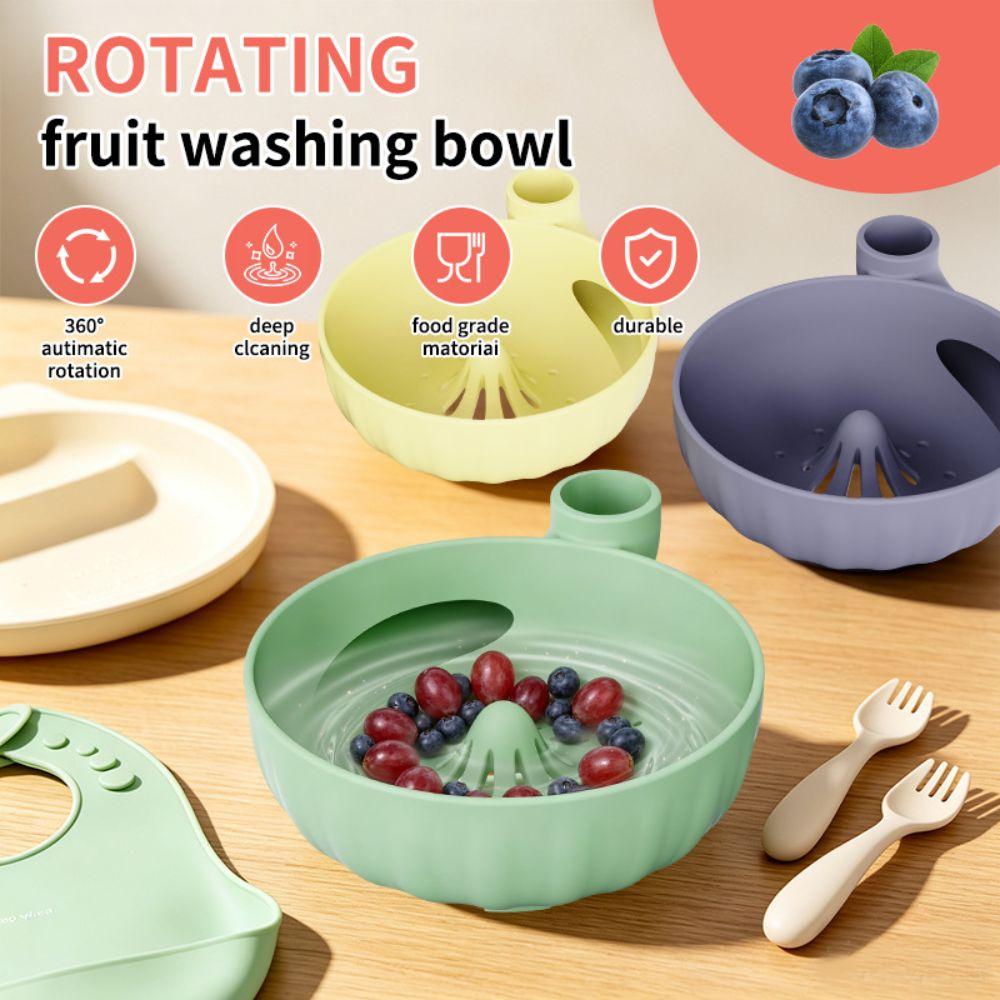 Silicone Swirling Fruit Washer Automatic Vortex Berry Rinse Basin Portable Fruit Strainer Kitchen
