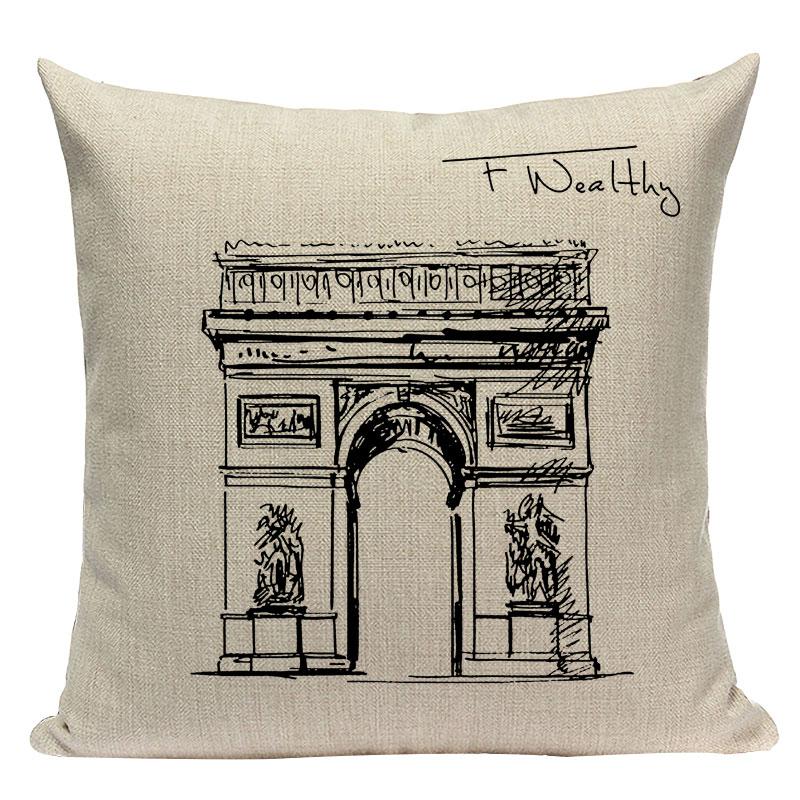 Simple Cushion Decorative Pillows Custom Cushion Cover Building Wind Pillow Case For Pillow Statue Of Liberty Pillow Case