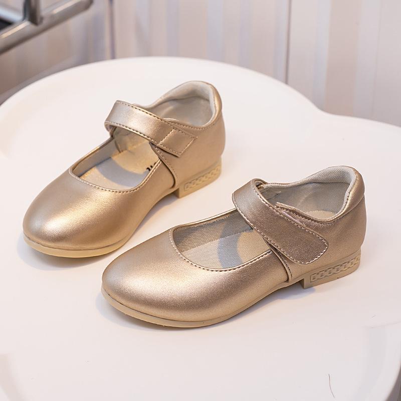 Fashion Versatile Girls' Shoes 2025 Spring New Kids Leather Shoe Simple Girls' Casual Shoes Anti Slip Child Performance Shoe