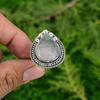 Thanks Giving Day Deal Pear Solar Moss Agate Stone Sterling Silver Art Deco Ring