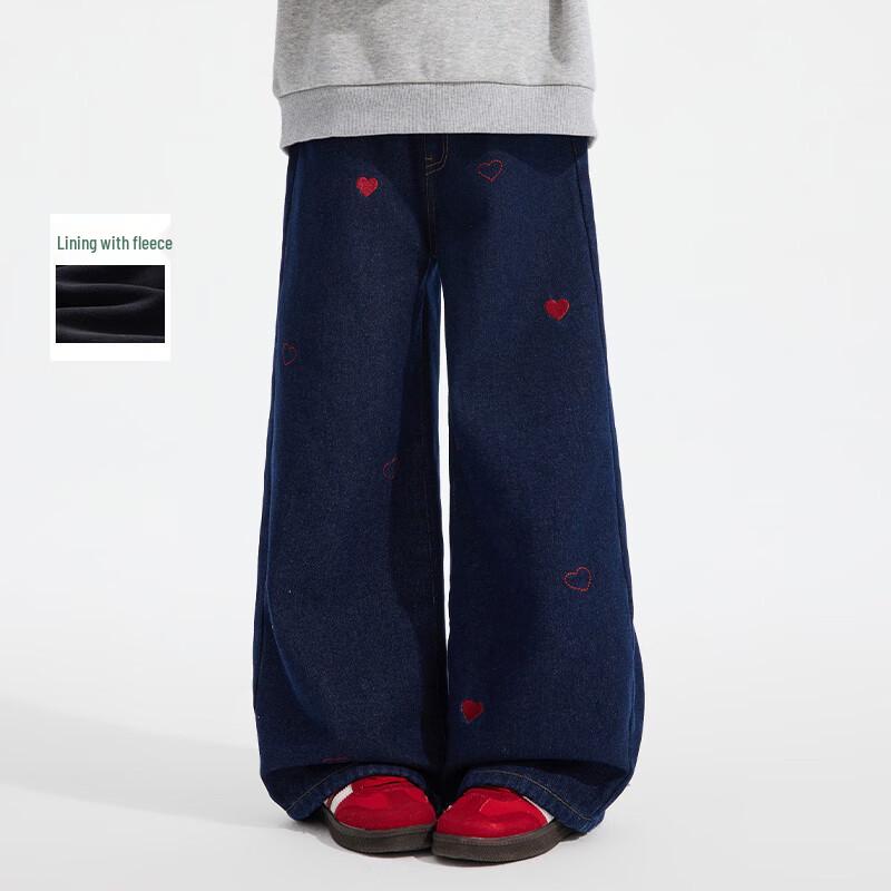 Zhimu Girls  Fleece-Lined Wide-Leg Jeans