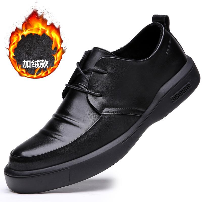 Genuine leather men's shoes winter leather shoes men's velvet business casual shoes one pedal cotton shoes comfortable