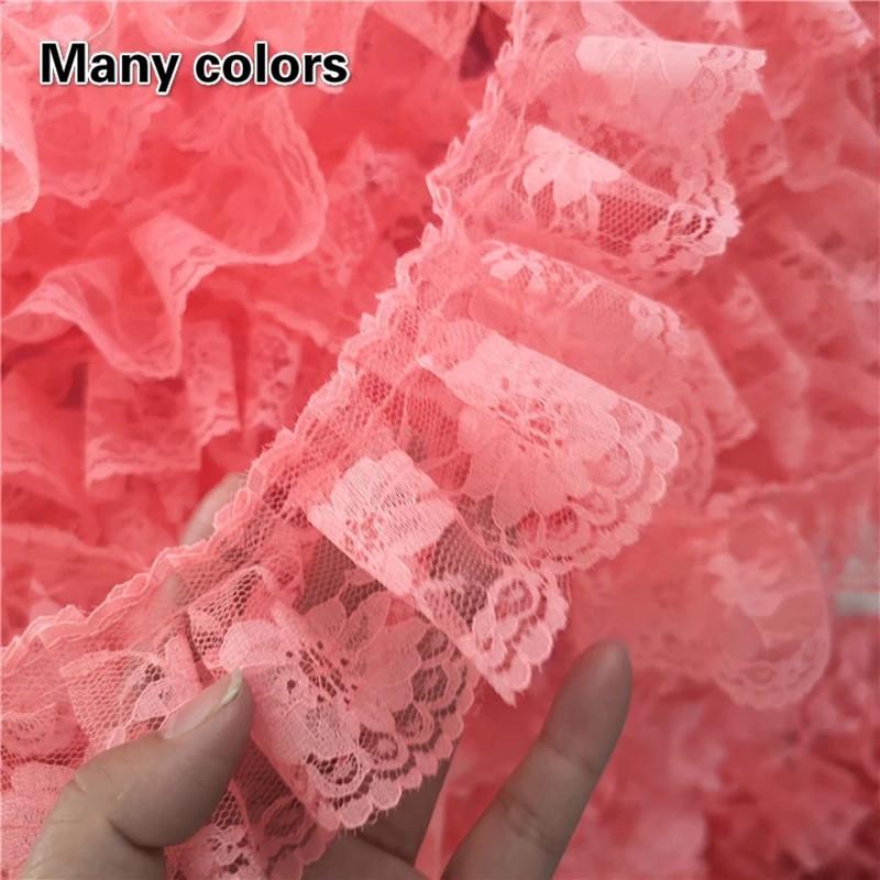 6cm Wide Single Layer Pleated Tulle Lace Fabric DIY Doll Pettiskirt Pet Clothing Skirt Curtain Home Textile Sewing Decoration