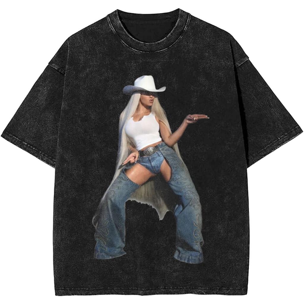 Cowboy Carter Album Beyonce Strój na Trasę Koszulka Spłukana Mężczyźni Kobiety Streetwear Koszulki Letnie Topy Bawełna