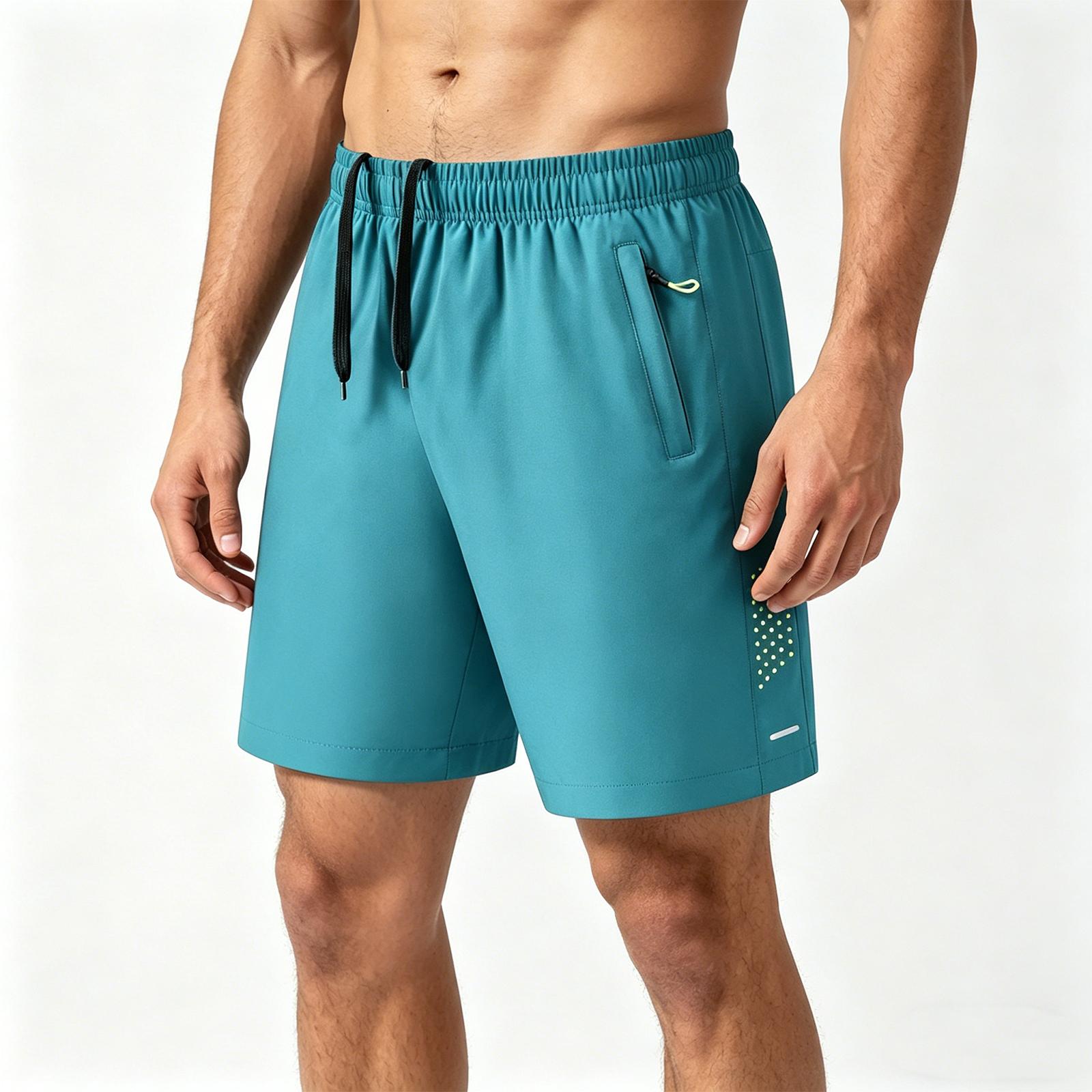Men’s Athletic Shorts Five Inch Length Stretch Breathable Quick Dry Training Beach Fitness Running Workout Shorts with Pockets L