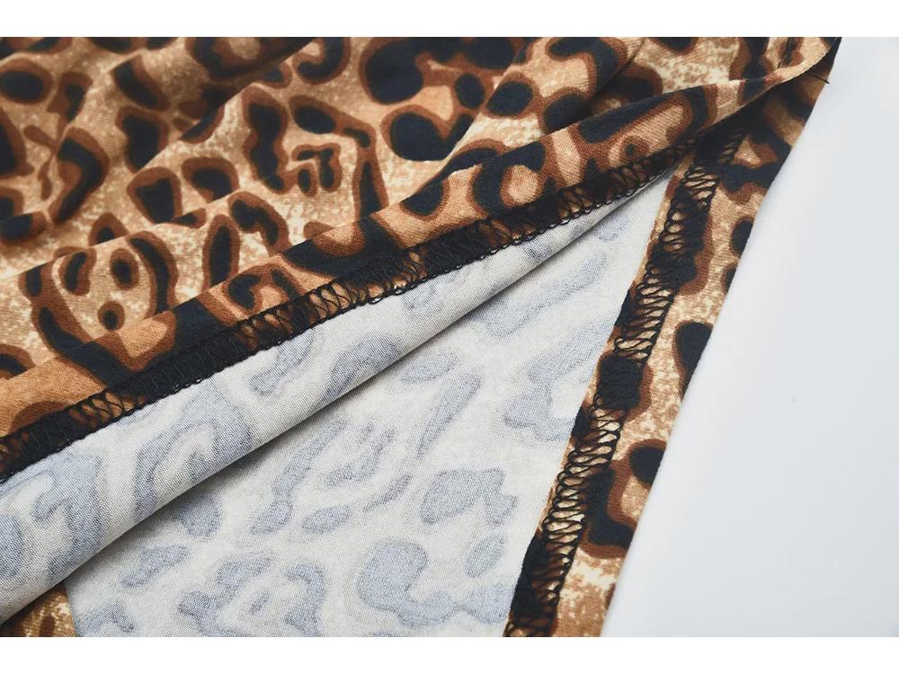 2020 Summer V-neck Slim Fit Leopard & Snake Print Crop Top T-shirt for Women