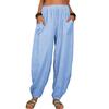 Women's High Waist Harem Pants Loose Fit Trousers Solid Cotton Casual Spring Elastic Waist Long Jogger Pants