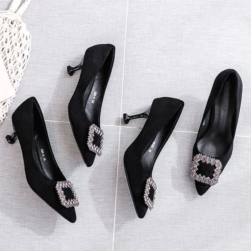 Women's Shoes Spring and Autumn 2025 New Low-heeled Single Shoes Women's Versatile and Sexy 5cm 3cm Stiletto Cat Heel Small High Heels