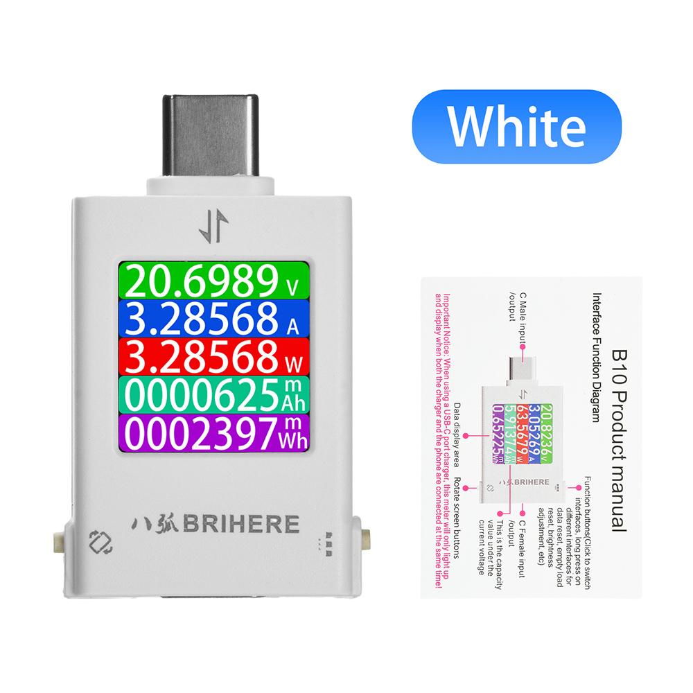 B10 DC4.5-50V Type-c Multi-function Digital Display Voltage Ammeter Power Meter Cell Phone Charging Tester Detector 600W 12A Max