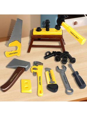 1set Boy Building Tool Set Repair Tool Box Set Simulation Repair Tools Electric Drill Screwdriver Screw Screw Playing House Toys