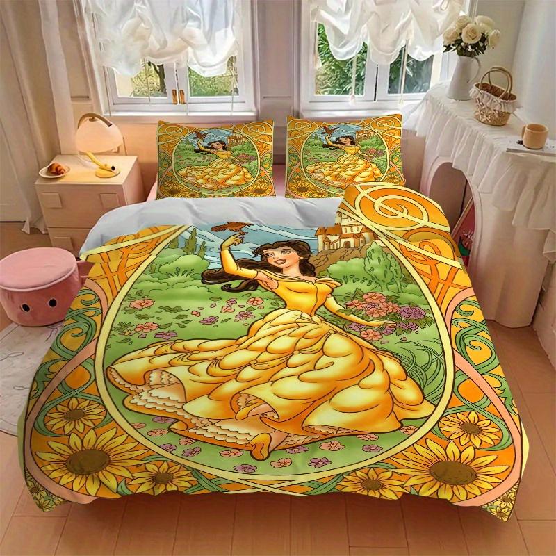 3pcs Princess Belle Quilt Set Soft and Comfortable Bedroom, Guest Room and Dorm Decor Bedding Set B074