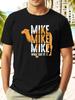 Casual Cotton T-shirt with Camel Graphic & Bold "MIKE" Text - Short Sleeve