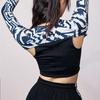 Anta Zebra Print Round Neck Pullover Short Sleeve T-Shirt Women Tops Basic-Black 162317402-1