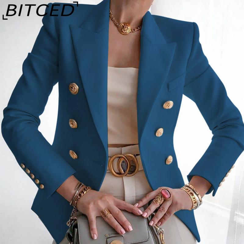 

BITCED Женские винтажные повседневные куртки и пальто с решетчатым принтом, осенне-зимние куртки-поло с длинными рукавами и воротником XXXL озеро синий