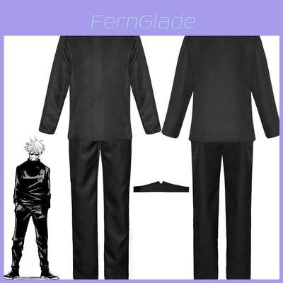 Hoogwaardig Jujutsu Kaisen Gojo Satoru cosplaykostuum met stijlvolle pruik voor mannen