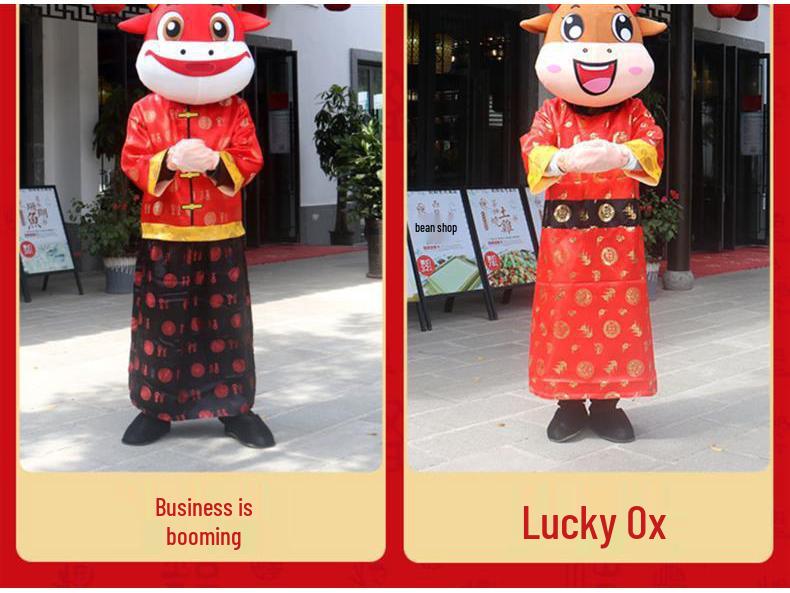 New Year Lucky Ox God of Wealth Cartoon Mascot Costume for Adults