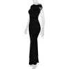 European and American Women's Fishtail Skirt with Sloping Shoulder Collar and Sleeveless Sexy Dress