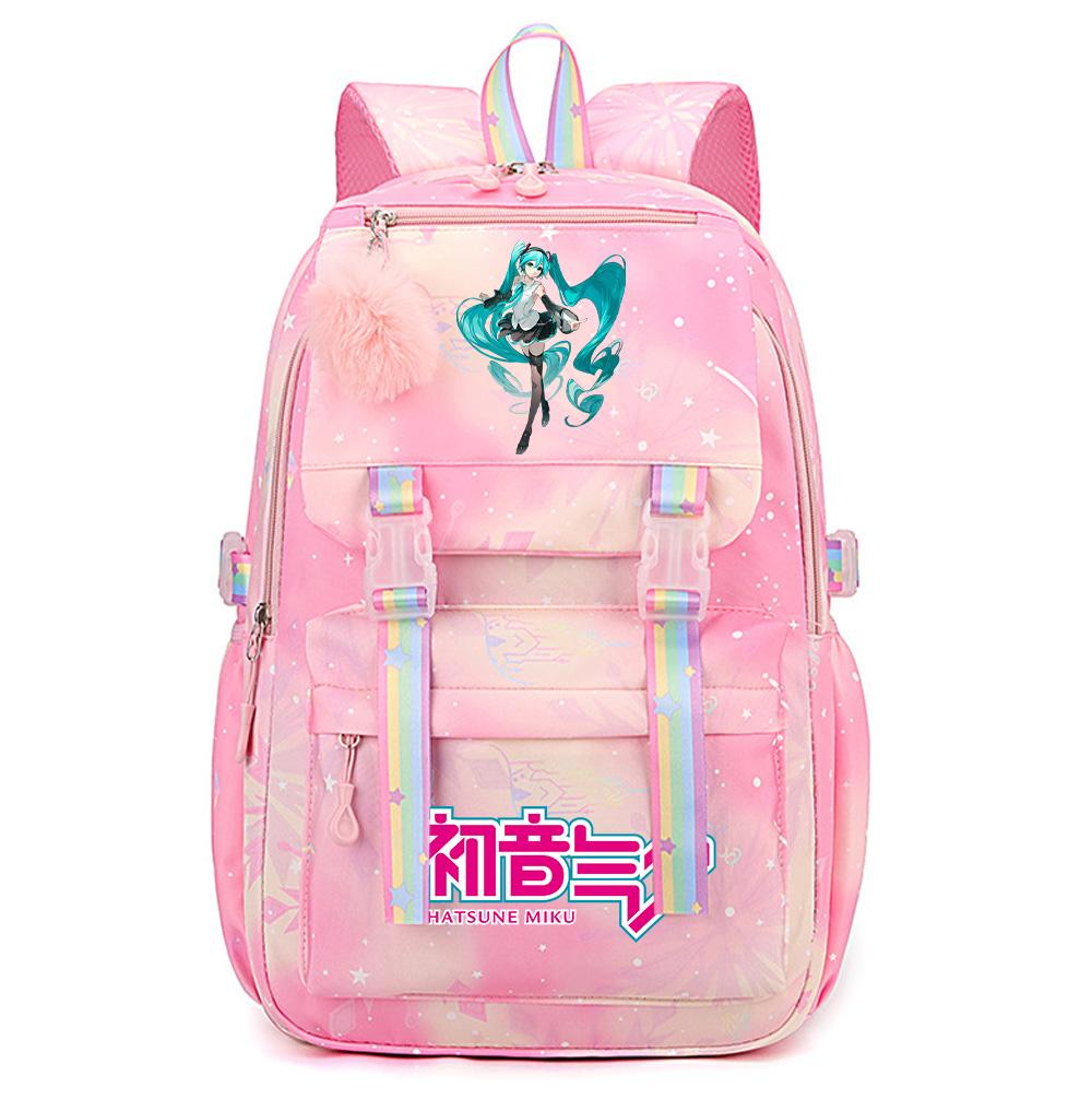 Anime Anime Hatsune Miku Bedruckter Rucksack mit großem Fassungsvermögen, wasserdicht, für Teenager, Schüler, Mädchen, Jungen, Schultasche, Büchertasche, Reisetasche