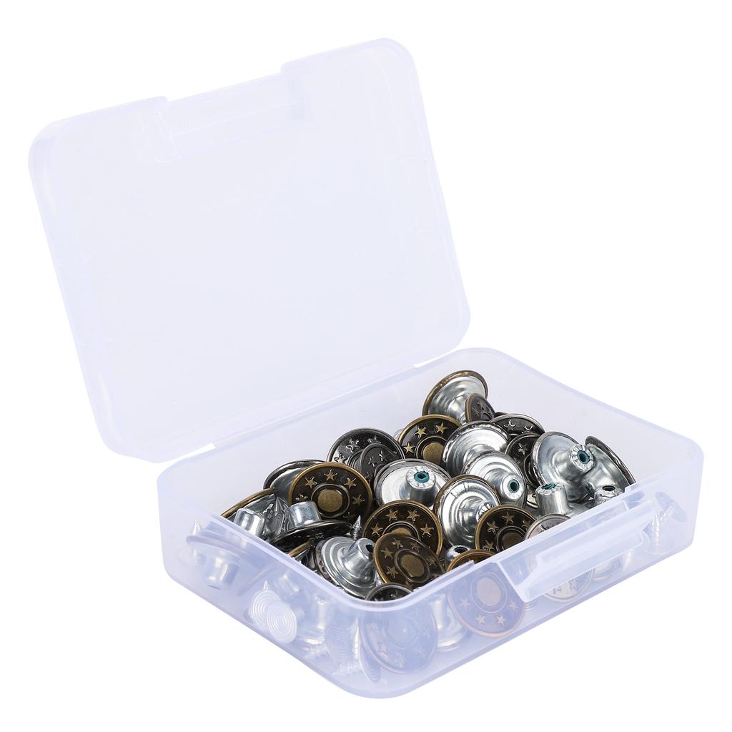 120Pcs Replacement Jeans Buttons Pants Metal Fastener Tack Kit Clothing Accessories