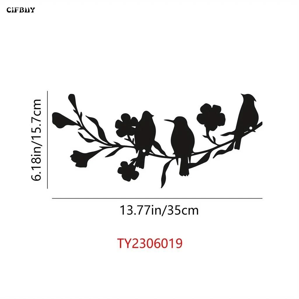 Metal Wall Art Birds and Flowers Forged Branch Home Decor Interior Garden