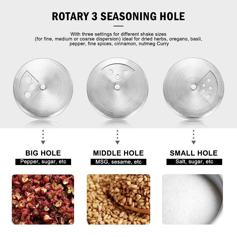 Stainless Steel Seasoning Jars Glass Spreading Bottle Barbecue Seasoning Pot Pepper Bottle Toothpick Holder Salt Shaker Rotating