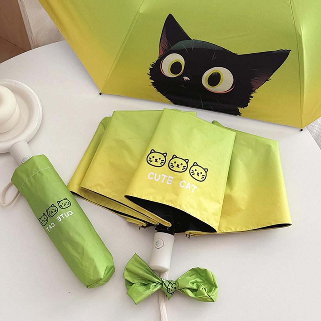 Fully automatic umbrella for both rain and wind resistance, student cartoon cute and lightweight folding, small and fresh sun um