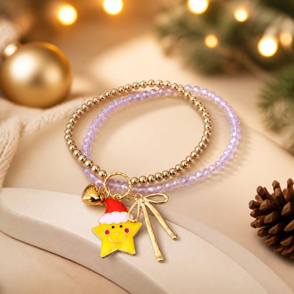 Cartoon Pendant Bracelet Santa Claus Handmade Hand Strap Christmas Braided Hand Chain New Year