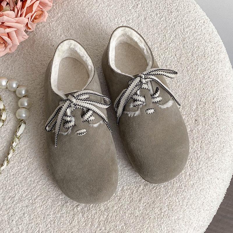 New Designer Women Genuine Leather Flat Casual Shoes Birken Boat Shoes Winter Ladies Fashion Plush Boots