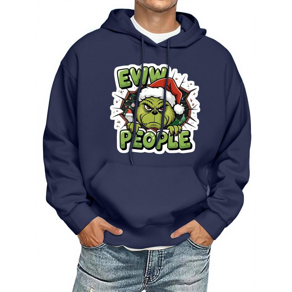 Men's Print Hooded Sweatshirt Long-Sleeve Casual Pullover Hoodie Hooded Sweatshirt