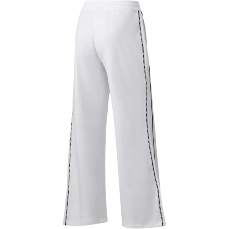 Li Ning Casual Simple Solid Color Striped Drawstring Knitted Sports Pants Women pants White AKLQA26-1