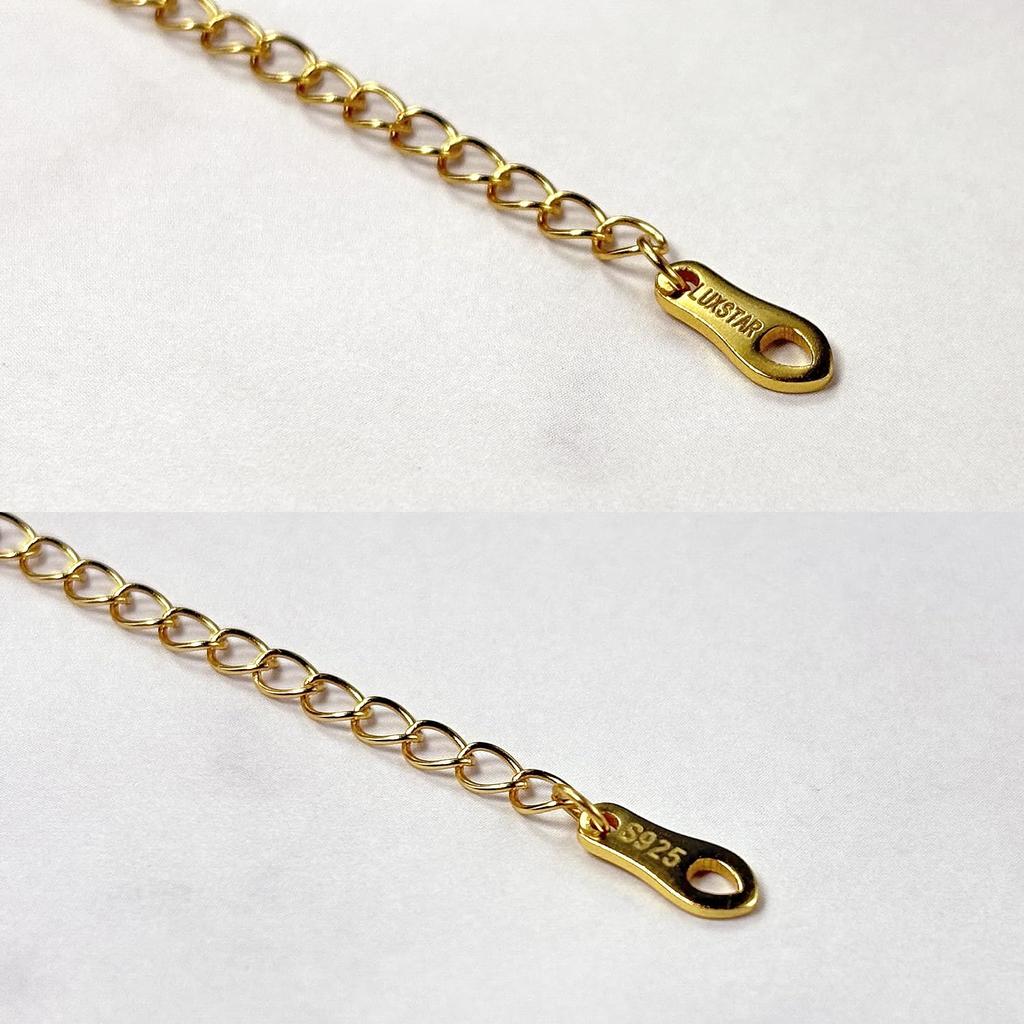 [LUXSTAR] Snake Chain Necklace, Sterling Silver 925, Gold Plated, Men's & Women's, with Adjustable Chain (Gold, 45cm + 5cm)