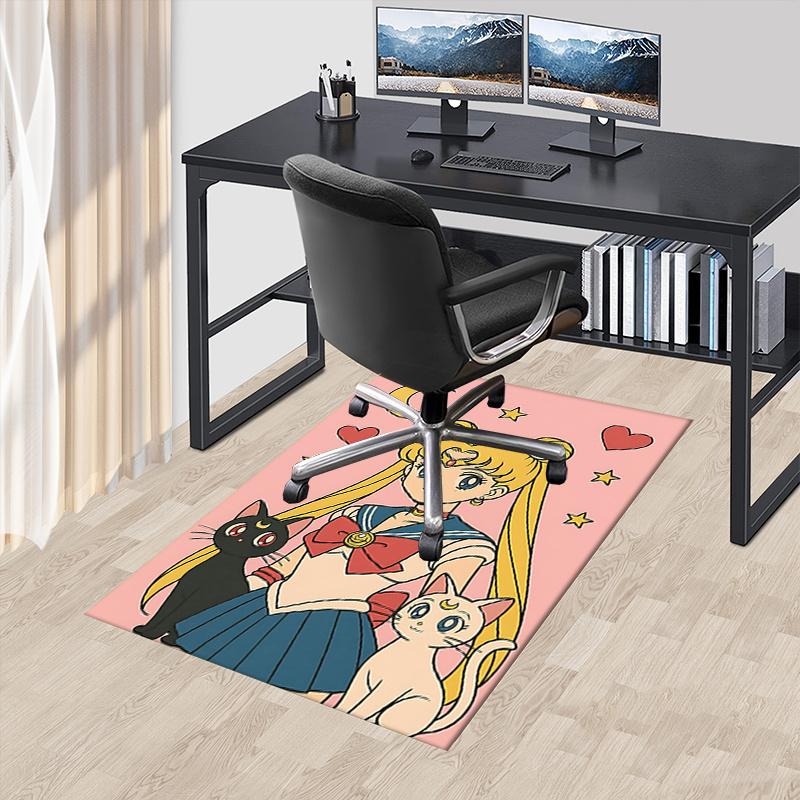 Sailor Moon Office Chair Mat - Sailor Moon Home Decor , Sailor Moon Sofa Rug , Sailor Moon Office Carpet , Sailor Moon Gift for Fans , Suita 60cm by 90cm