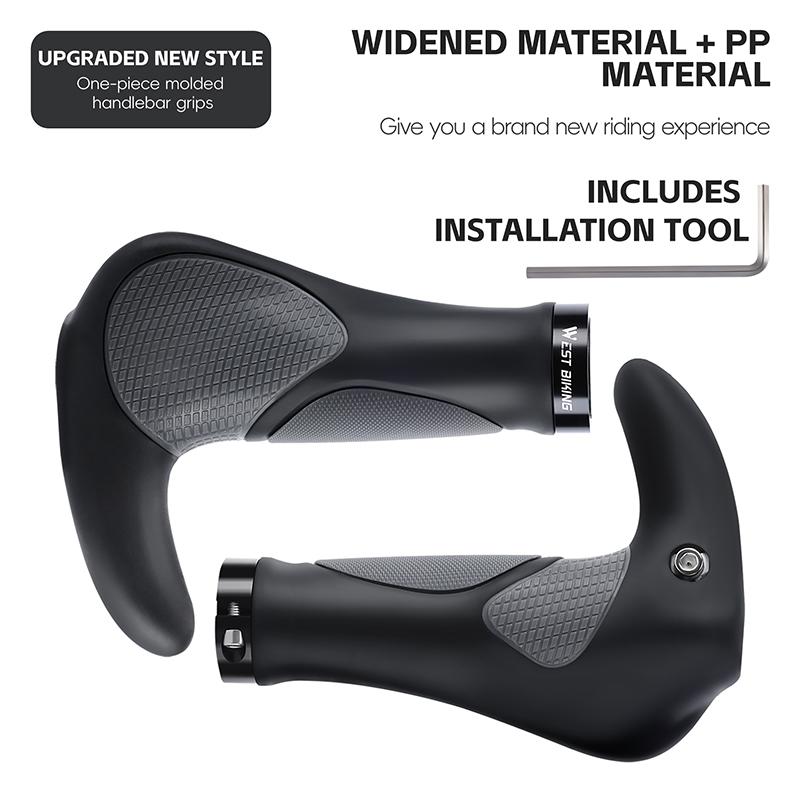 WEST BIKING Bicycle Grips TPR Rubber MTB Cycling Ergonomic Soft Lock MTB Bike Handlebar Casing Sheath Shock Absorption Hand Grip 0804057