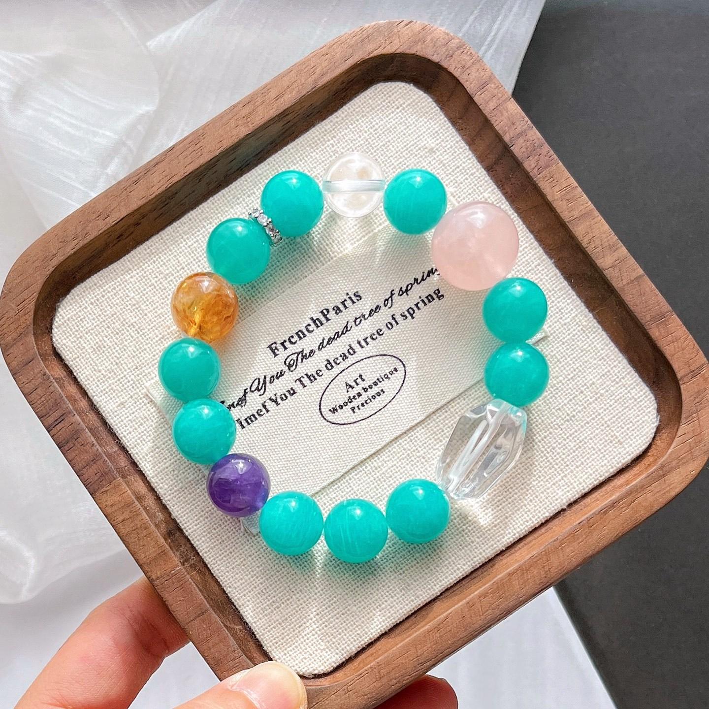 12-16Mm High Quality Natural Tianhe Stone Amethyst Powder Crystal Citrine Design Bracelet Bracelet