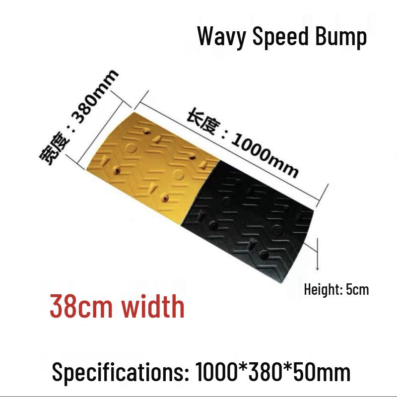 2cm High Mini Rubber Speed Bump and Bicycle Buffer with Yellow-Black Stripes for Parking Space Division