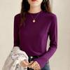 Cămașă de bază pentru femei din fleece periat cu guler înalt - Culoare uni, Mânecă lungă, Cu pluș, Top casual pentru toamnă/iarnă