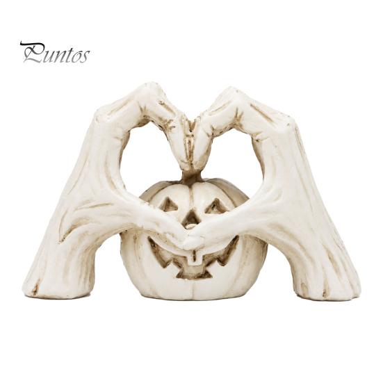 Personalized Dark Aesthetic Gift Gothic Skeleton Heart Hand Sculpture, Spooky Halloween Resin Abstract Pumpkin Statue, Creative Tricky Desktop