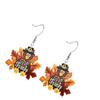 Cross-border new turkey earrings flat acrylic Thanksgiving party autumn maple leaf cartoon animal turkey earrings