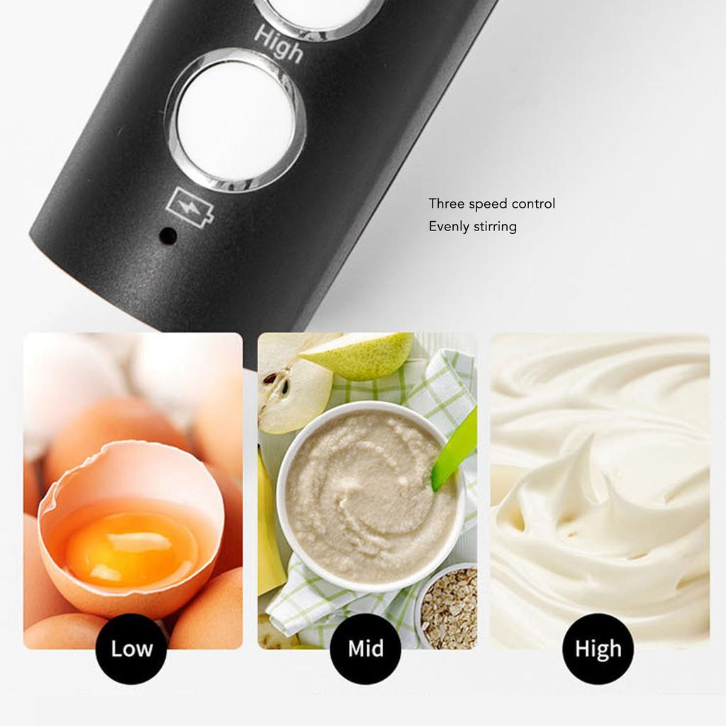 Black Electric Milk Frother Handheld Rechargeable Mini Foam Maker Whisk Stirrer for Coffee Hot Chocolate and Eggs Black