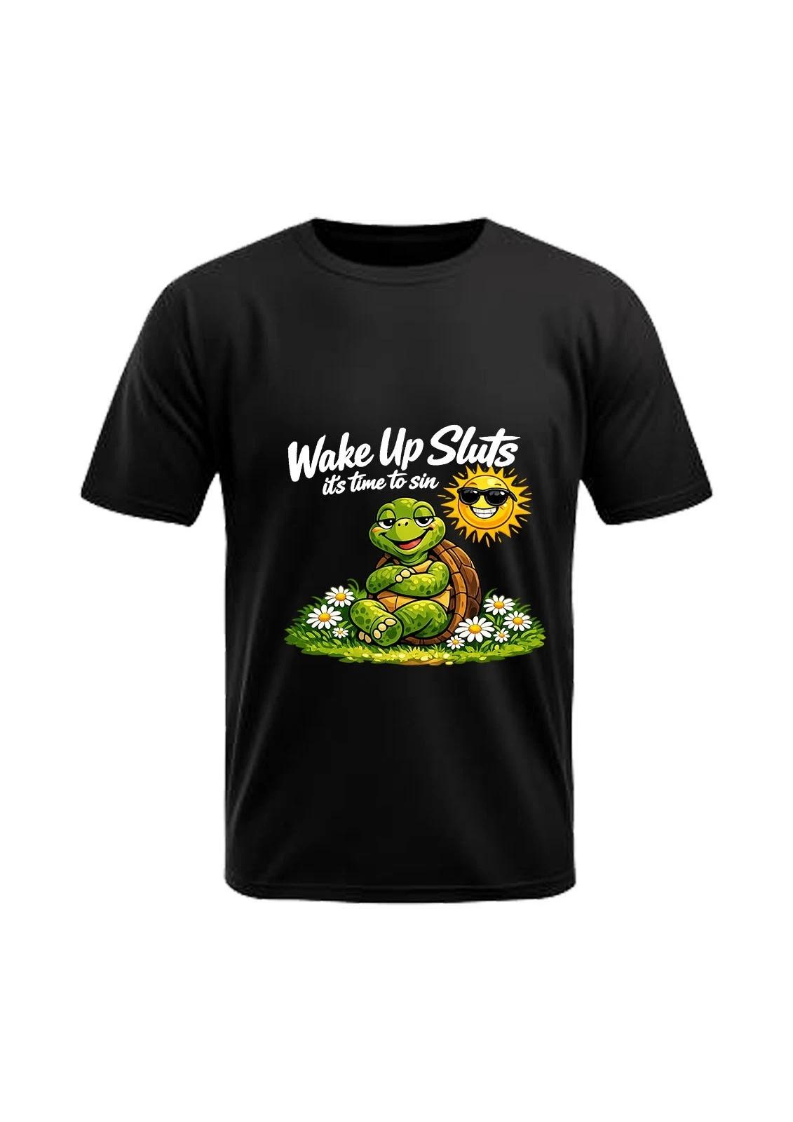 Wake Up Sluts It s time To Sin Fun/Rude T-Shirts For T-Shirt Nights Fun.. 4XL