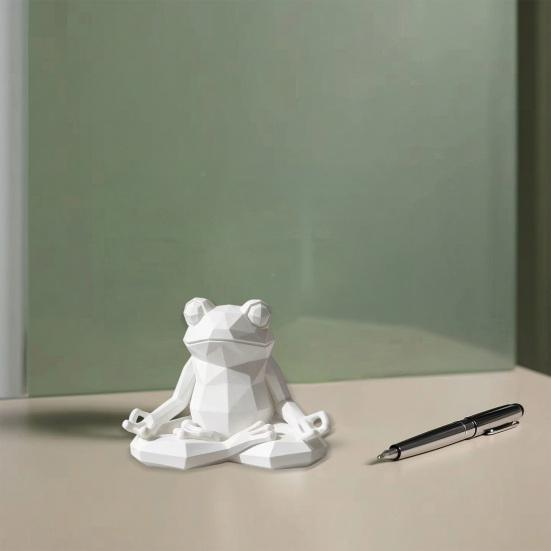 Yoga Frog Sculpture, 3D Printed Meditating Frog Figurine, Faceted Frog Sit in Meditation Statue for Desk Shelf Room Zen Decoration