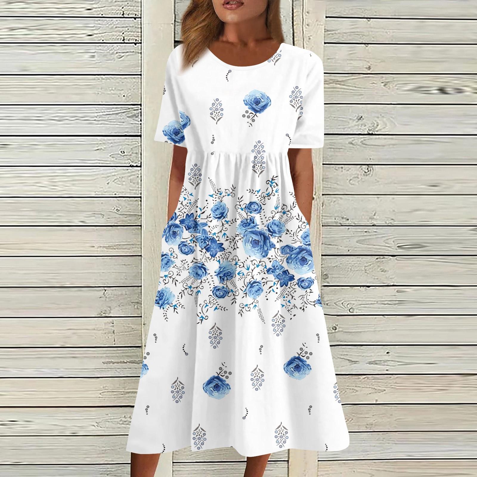 Женские повседневные платья Платья с принтом Летние платья Плиссированные свободные — фото 6