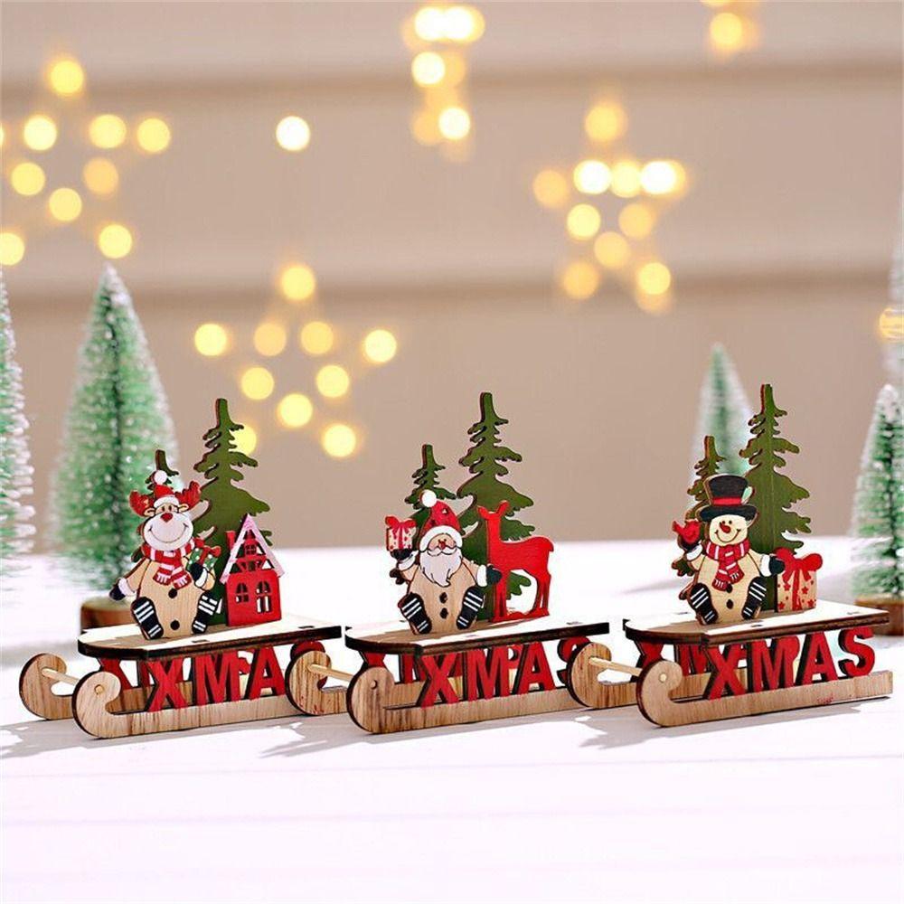 Tree Santa Snowman Wooden DIY Assembly Christmas Decorations Xmas Sled Assembly Decorations