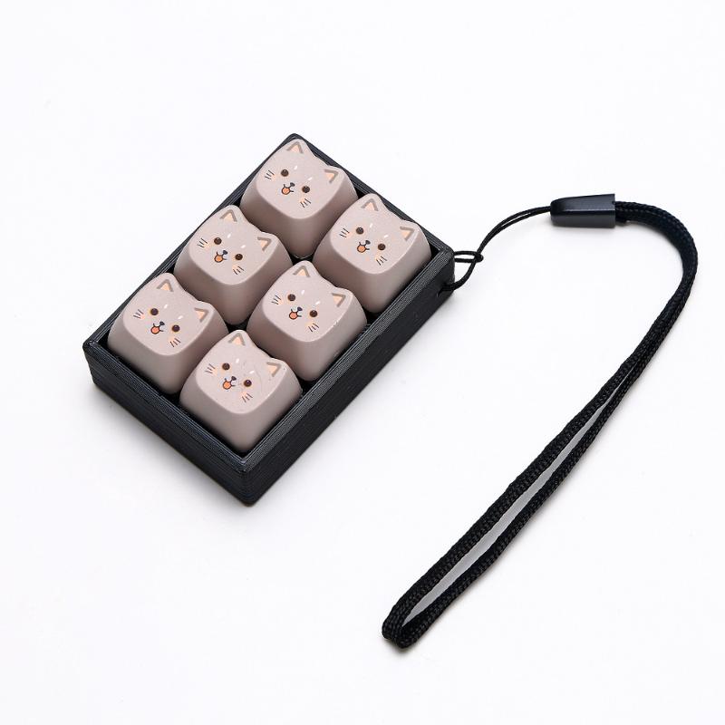 Pendentif Anti-Stress à 4/6 Touches Touche de Clavier Chat Porte-Clés Fidget Bouton pour le Doigt Passe-Temps Porte-Clés Apaisant Clés